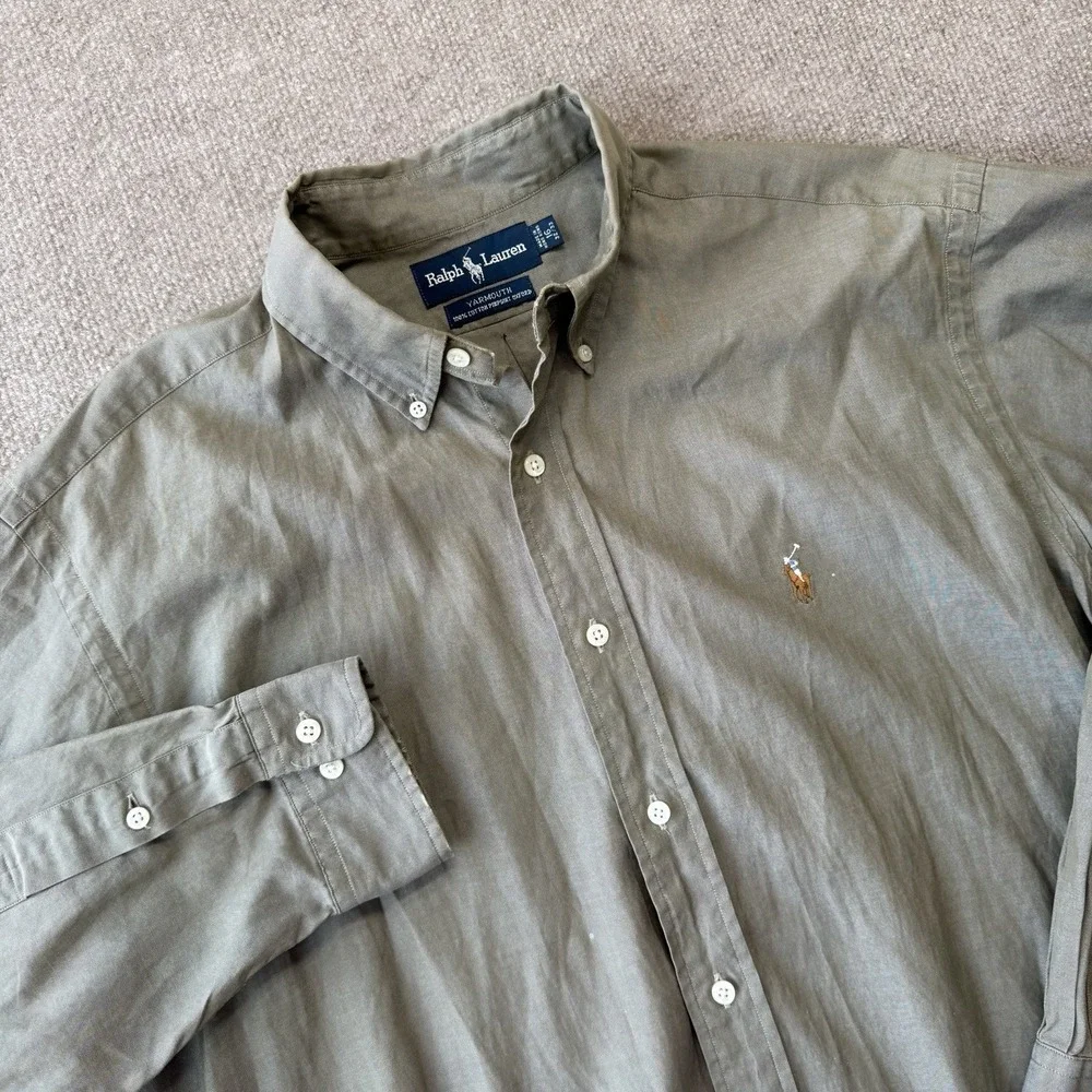 Polo Ralph Lauren Yarmouth Cotton Oxford Long Sleeve Shirt 16 32/33 Green - Picture 1 of 10